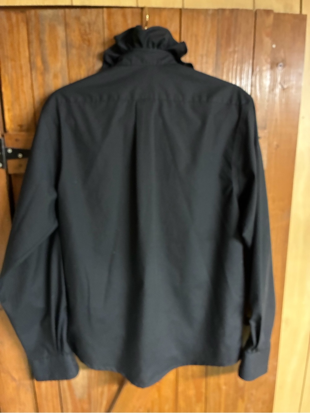 Puritan Black Long-Sleeve Button-Down Shirt with Ruffled Collar - Picture 4 of 4